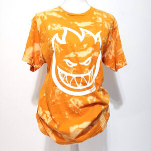 Spitfire SIZE M Womens Unisex Orange Tie Dye LOGO T-Shirt Short Sleeve FLAW